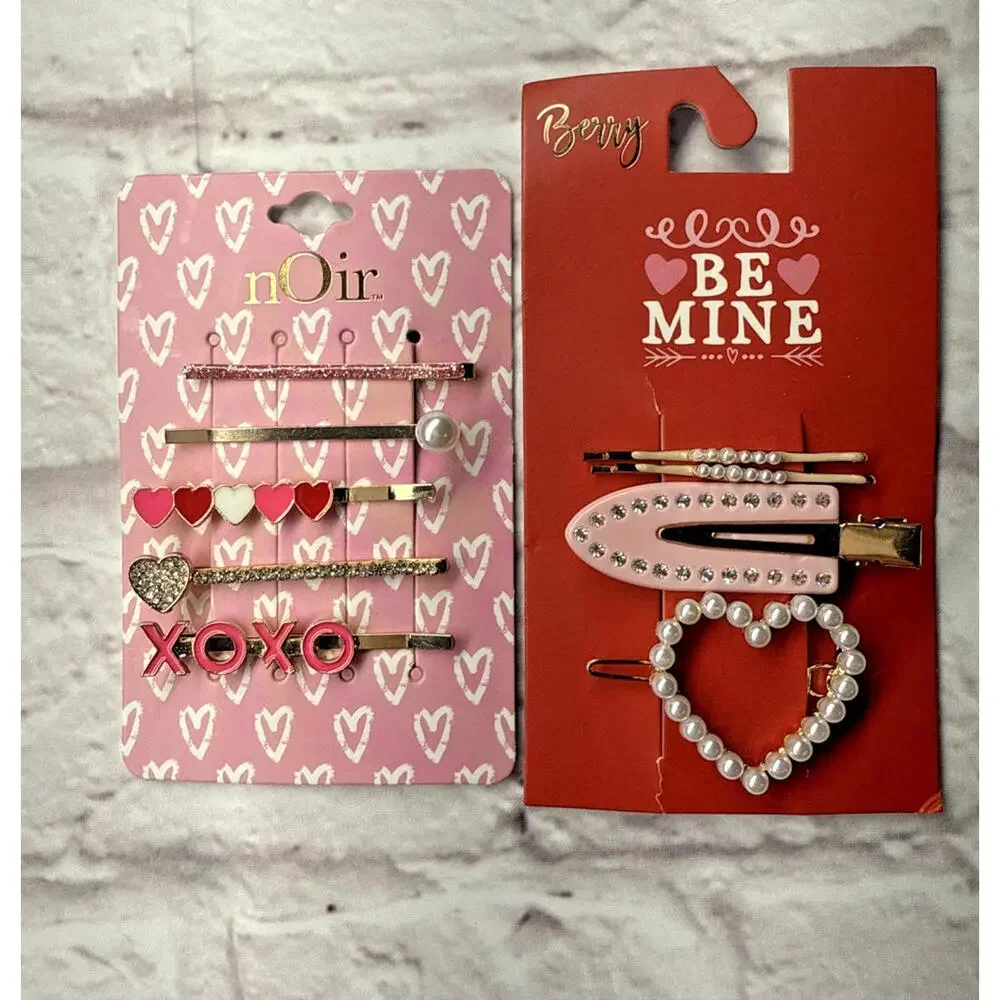 NWT Valentines Day Heart XO Hair Clip Bundle